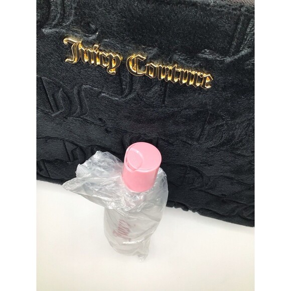 Juicy Couture BlackTravel Velour Makeup Cosmetic Bag Includes/Travel Bottle - Picture 6 of 9